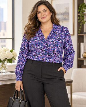 Womens Button Down Top Size 18 Plus Purple Preppy Office Academia Business